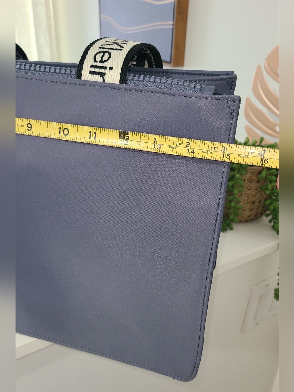 NWT! Calvin Klein Dusty Blue Tote with Branded White & Black Straps - Picture 6 of 13